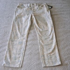 Lauren Ralph Lauren Cream Floral Straight Leg Jeans New